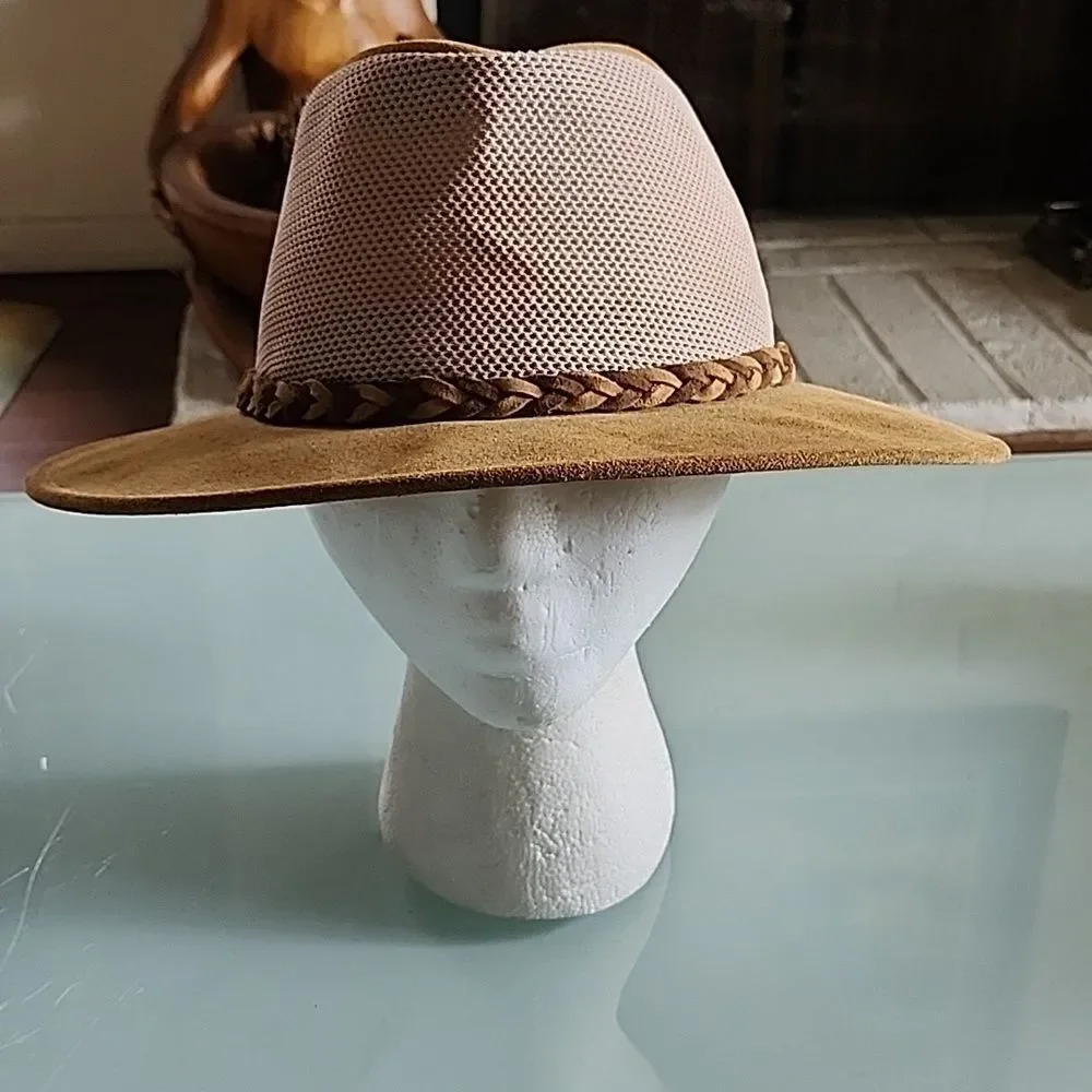 Henchel Hat‎ Company Leather Suede Crushable Gorpcore Safari Hat Size Large